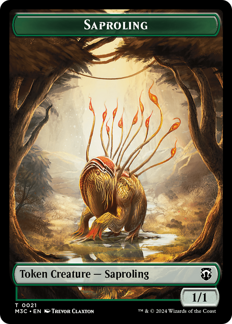 Tarmogoyf (Ripple Foil) // Saproling Double-Sided Token [Modern Horizons 3 Commander Tokens] | Sanctuary Gaming