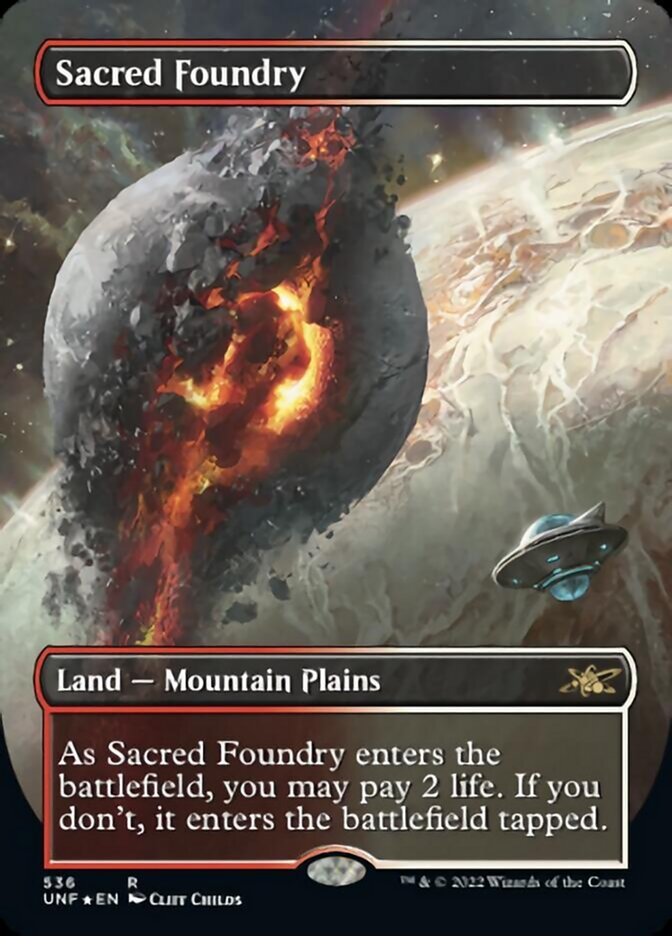 Sacred Foundry (Borderless) (Galaxy Foil) [Unfinity] | Sanctuary Gaming