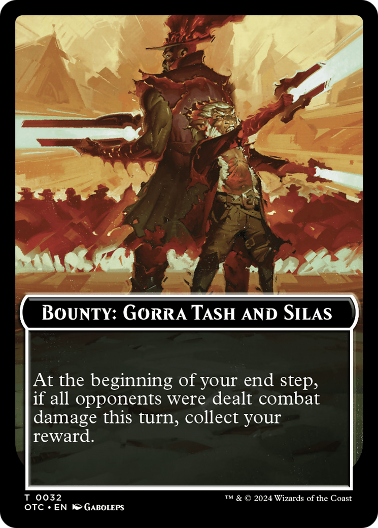 Bounty: Gorra Tash and Silas // Bounty Rules Double-Sided Token [Outlaws of Thunder Junction Commander Tokens] | Sanctuary Gaming