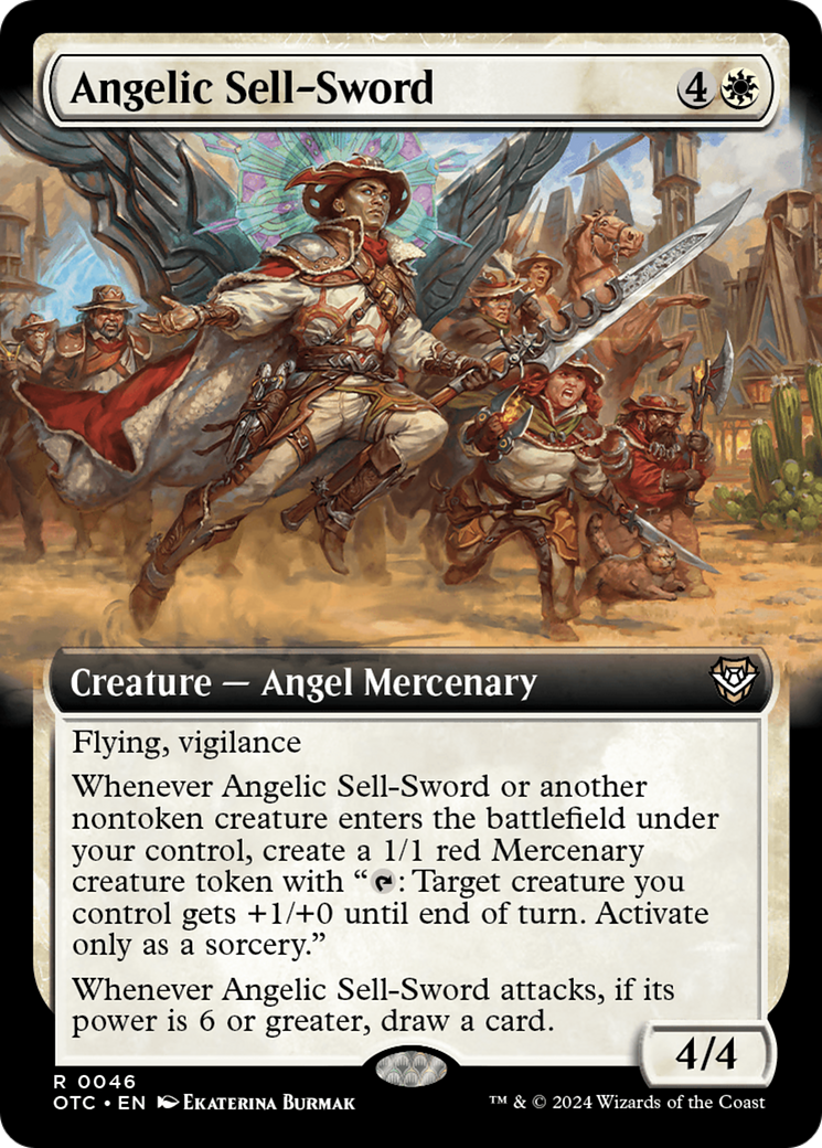 Angelic Sell-Sword (Extended Art) [Outlaws of Thunder Junction Commander] | Sanctuary Gaming