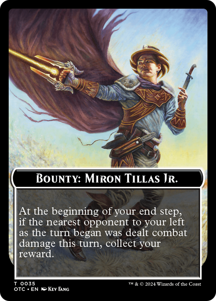 Bounty: Miron Tillas Jr. // Bounty Rules Double-Sided Token [Outlaws of Thunder Junction Commander Tokens] | Sanctuary Gaming