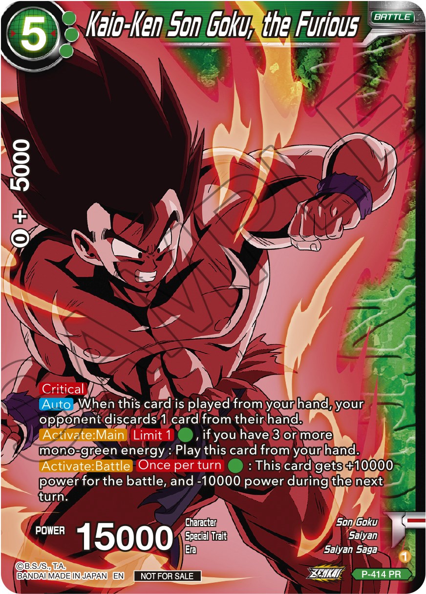 Kaio-Ken Son Goku, the Furious (Zenkai Series Tournament Pack Vol.1 Winner) (P-414) [Tournament Promotion Cards] | Sanctuary Gaming