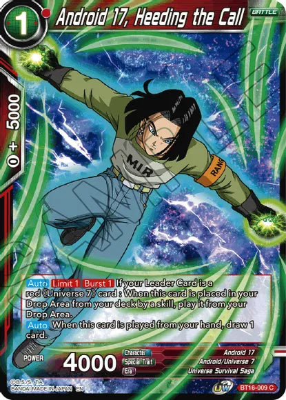 Android 17, Heeding the Call (BT16-009) [Realm of the Gods] | Sanctuary Gaming