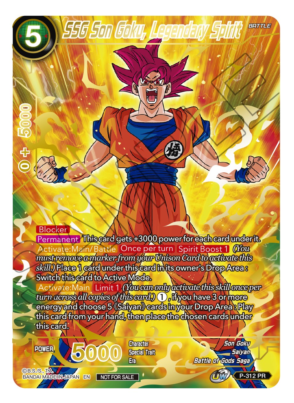 SSG Son Goku, Legendary Spirit (Gold Stamped) (P-312) [Promotion Cards] | Sanctuary Gaming