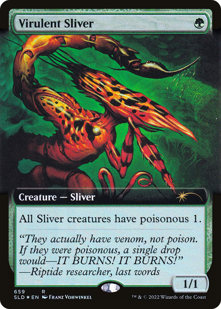 Virulent Sliver (Extended Art) (Step-and-Compleat Foil) [Secret Lair Drop Promos] | Sanctuary Gaming