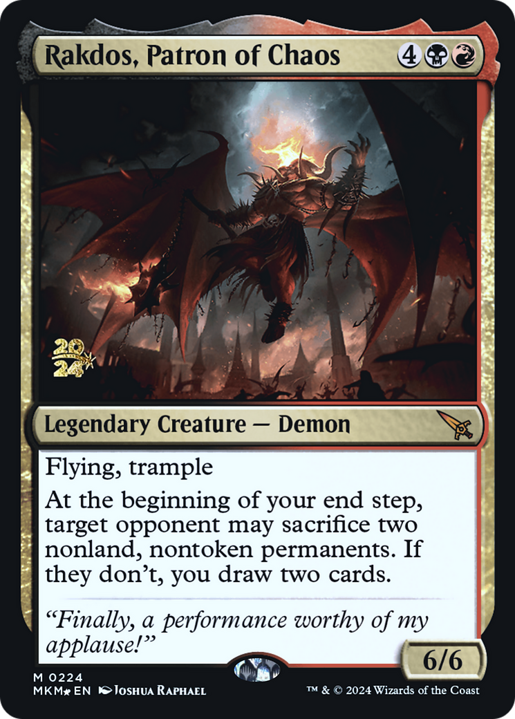 Rakdos, Patron of Chaos [Murders at Karlov Manor Prerelease Promos] | Sanctuary Gaming