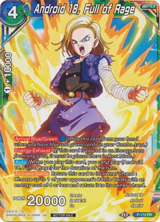 Android 18, Full of Rage (P-172) [Promotion Cards] | Sanctuary Gaming