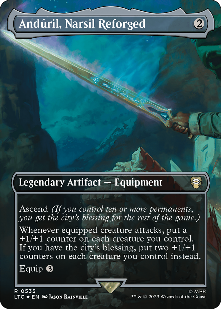 Anduril, Narsil Reforged (Borderless) (Surge Foil) [The Lord of the Rings: Tales of Middle-Earth Commander] | Sanctuary Gaming