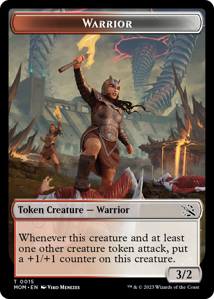 Warrior // Phyrexian Saproling Double-Sided Token [March of the Machine Tokens] | Sanctuary Gaming