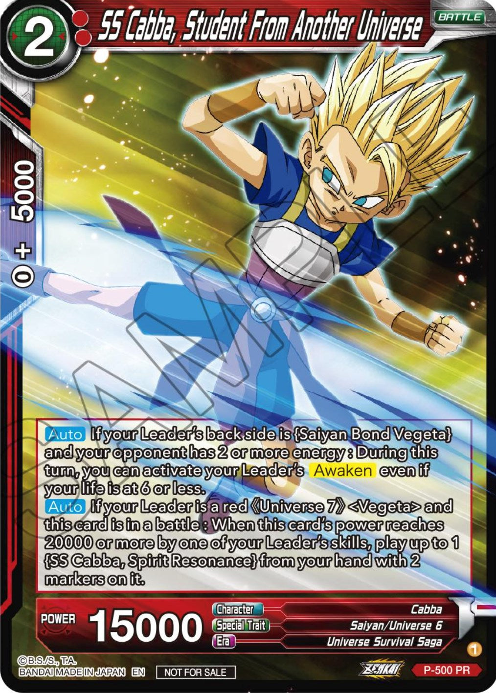 SS Cabba, Student From Another Universe (Zenkai Series Tournament Pack Vol.4) (P-500) [Tournament Promotion Cards] | Sanctuary Gaming