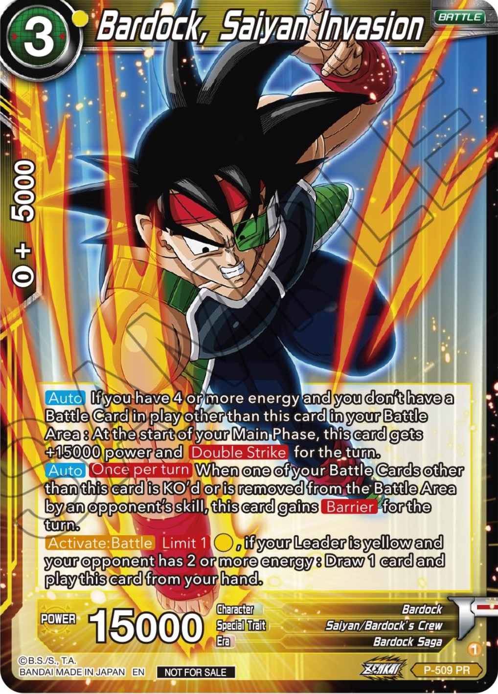 Bardock, Saiyan Invasion (Zenkai Series Tournament Pack Vol.4) (P-509) [Tournament Promotion Cards] | Sanctuary Gaming