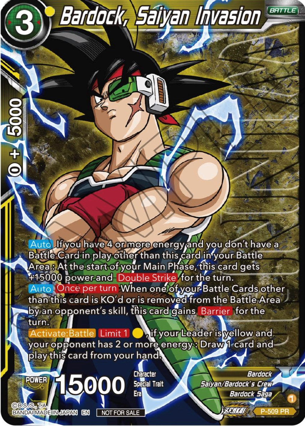 Bardock, Saiyan Invasion (Zenkai Series Tournament Pack Vol.4 Winner) (P-509) [Tournament Promotion Cards] | Sanctuary Gaming