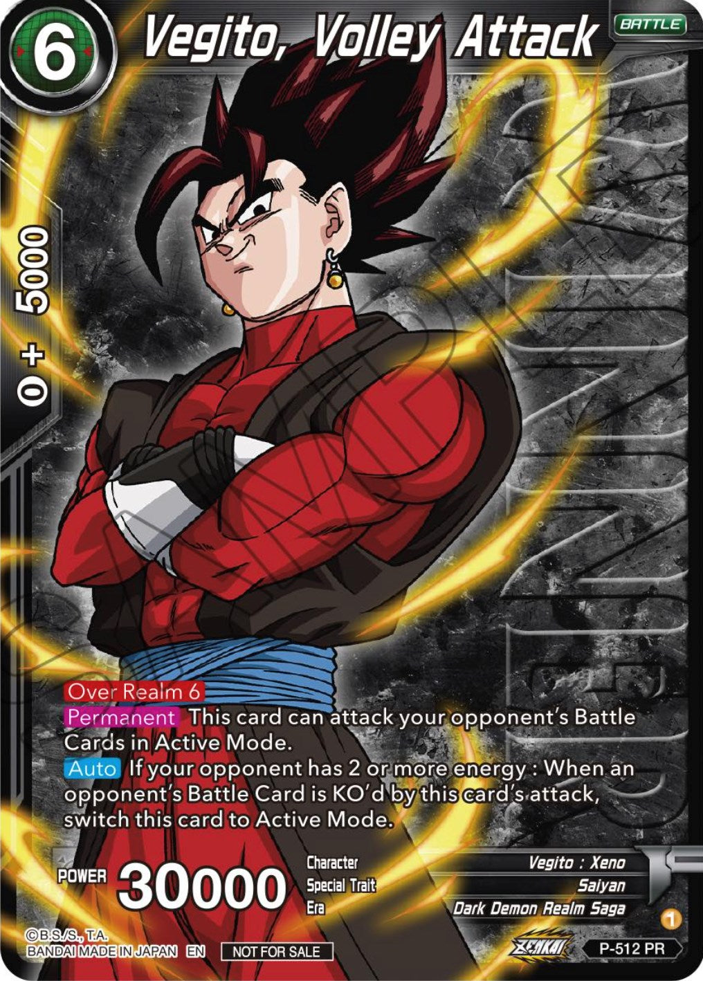 Vegito, Volley Attack (Zenkai Series Tournament Pack Vol.4 Winner) (P-512) [Tournament Promotion Cards] | Sanctuary Gaming