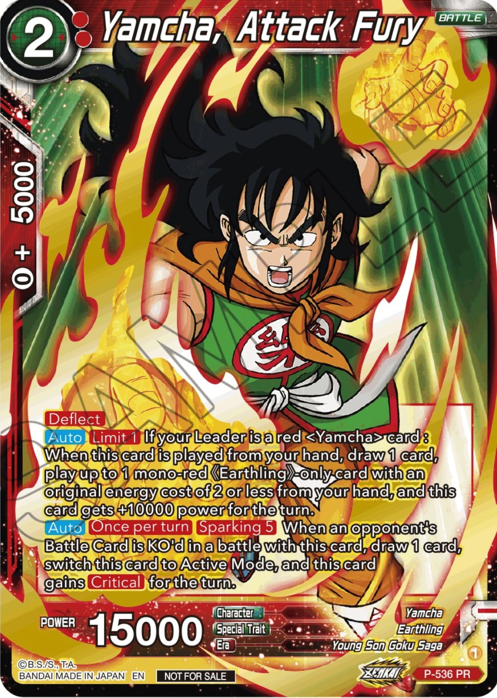 Yamcha, Attack Fury (Championship Selection Pack 2023 Vol.2) (Gold-Stamped Silver Foil) (P-536) [Tournament Promotion Cards] | Sanctuary Gaming