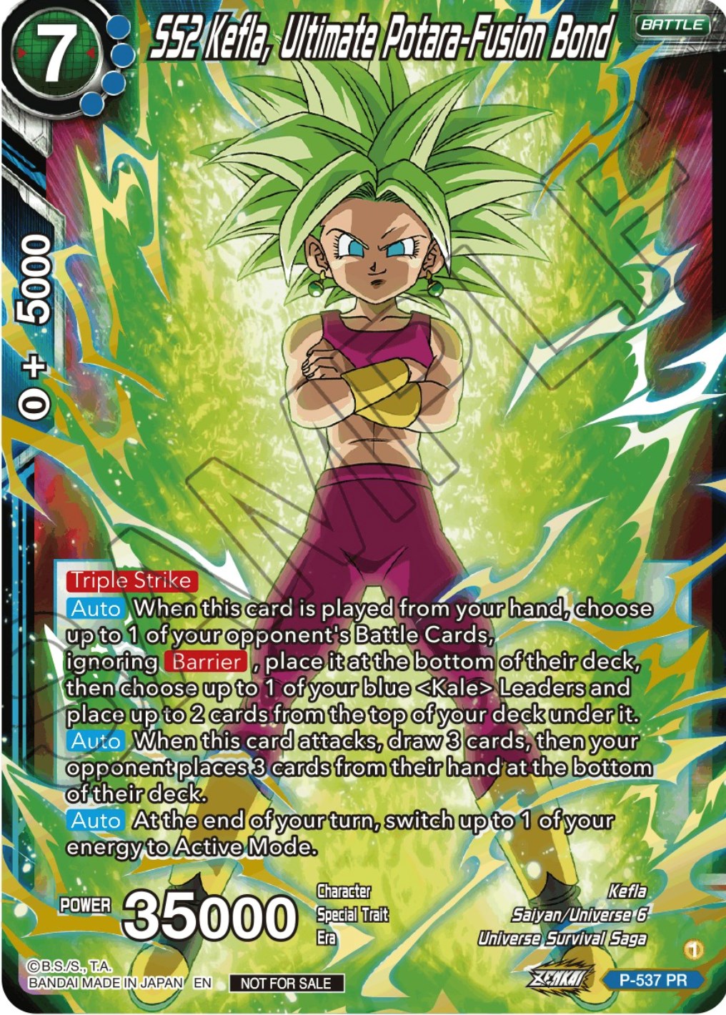 SS2 Kefla, Ultimate Potara-Fusion Bond (Championship Selection Pack 2023 Vol.2) (Gold-Stamped Silver Foil) (P-537) [Tournament Promotion Cards] | Sanctuary Gaming