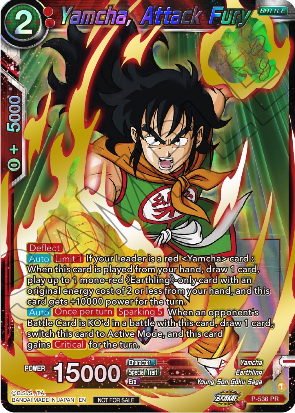 Yamcha, Attack Fury (Championship Selection Pack 2023 Vol.2) (Gold-Stamped Shatterfoil) (P-536) [Tournament Promotion Cards] | Sanctuary Gaming