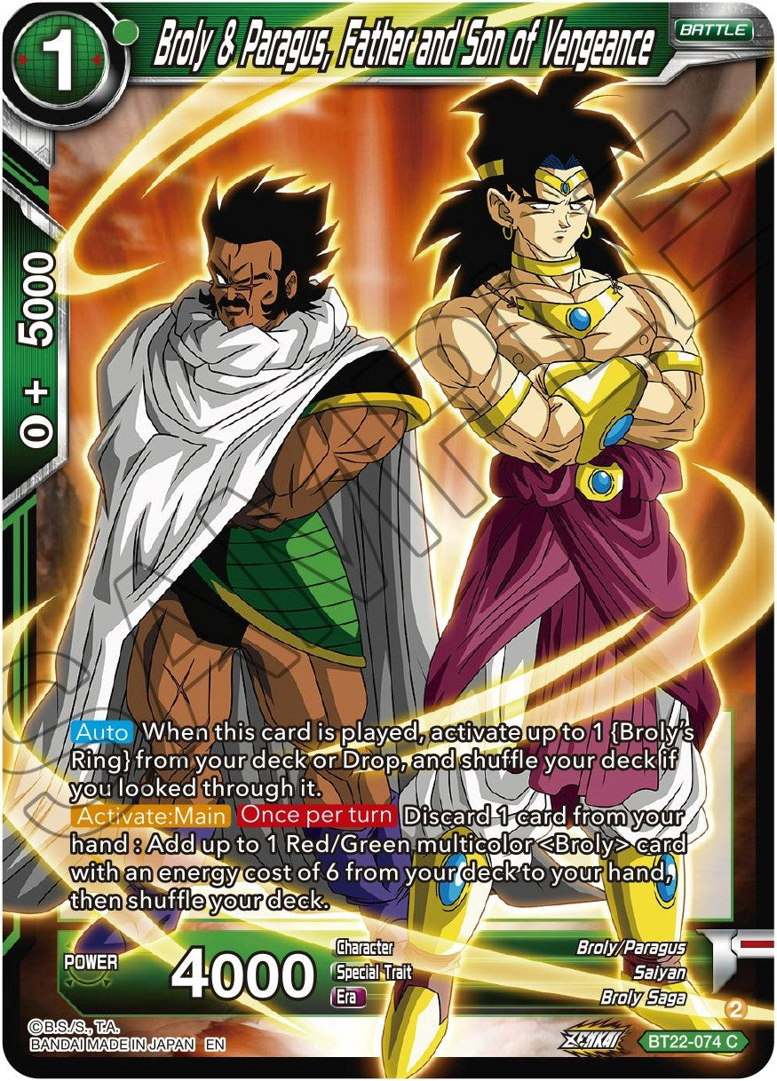 Broly & Paragus, Father and Son of Vengeance (BT22-074) [Critical Blow] | Sanctuary Gaming