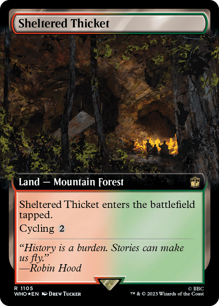 Sheltered Thicket (Extended Art) (Surge Foil) [Doctor Who] | Sanctuary Gaming