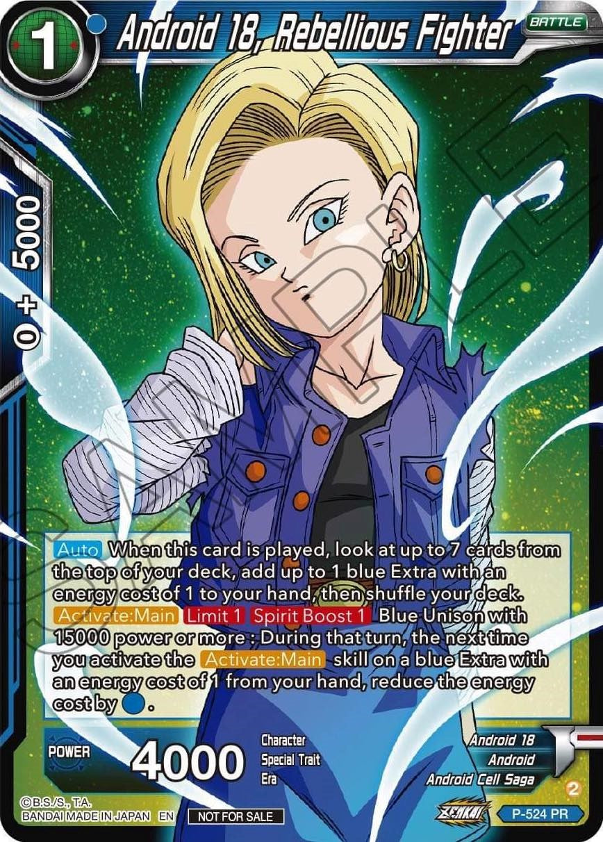 Android 18, Rebellious Fighter (Zenkai Series Tournament Pack Vol.5) (P-524) [Tournament Promotion Cards] | Sanctuary Gaming