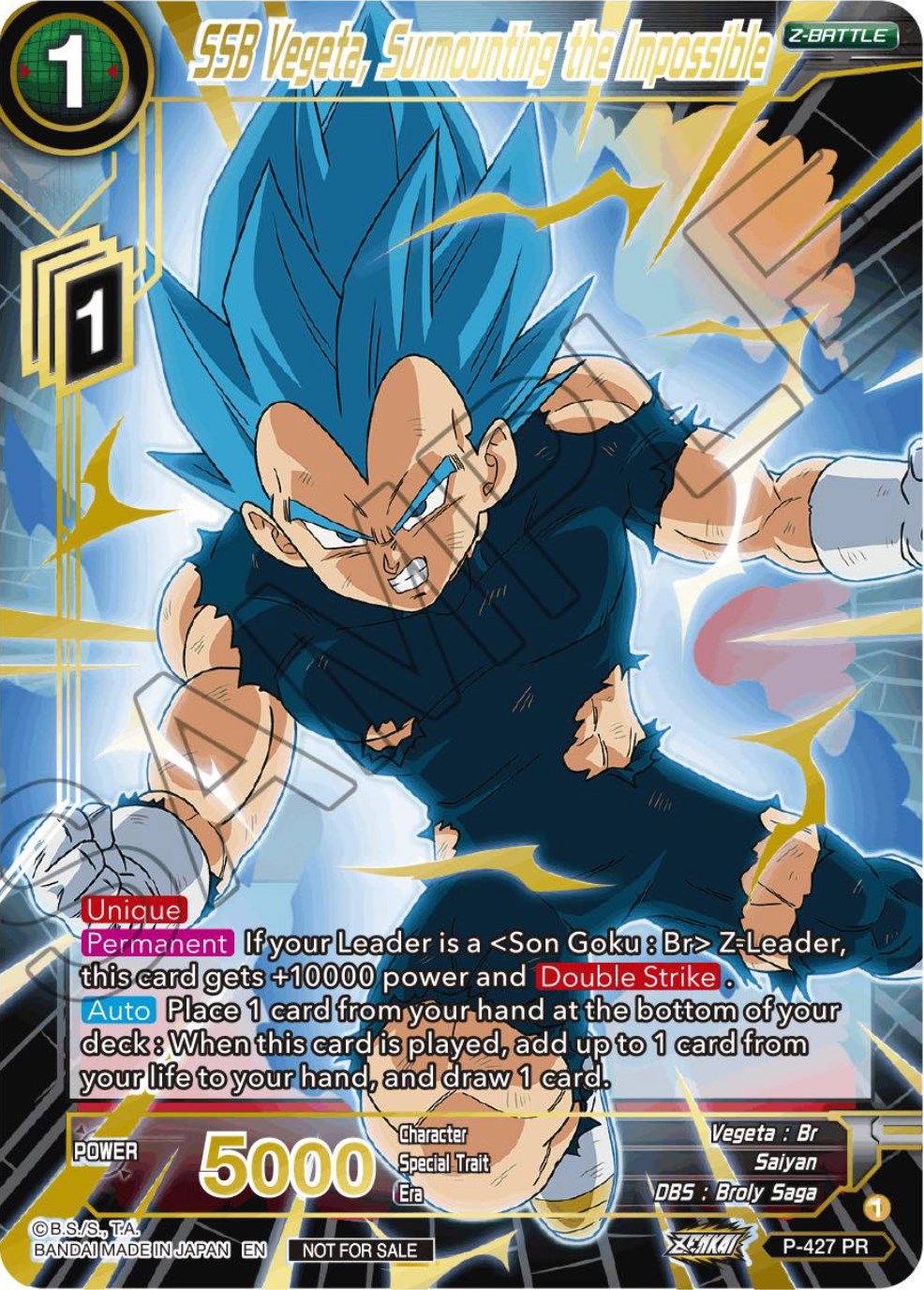 SSB Vegeta, Surmounting the Impossible (Alt. Art Card Set 2023 Vol. 3) (P-427) [Tournament Promotion Cards] | Sanctuary Gaming