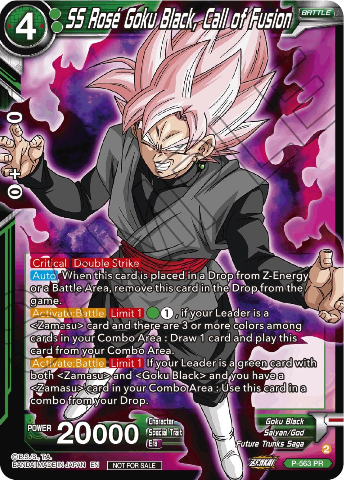 SS Rose Goku Black, Call of Fusion (Zenkai Series Tournament Pack Vol.6) (P-563) [Tournament Promotion Cards] | Sanctuary Gaming