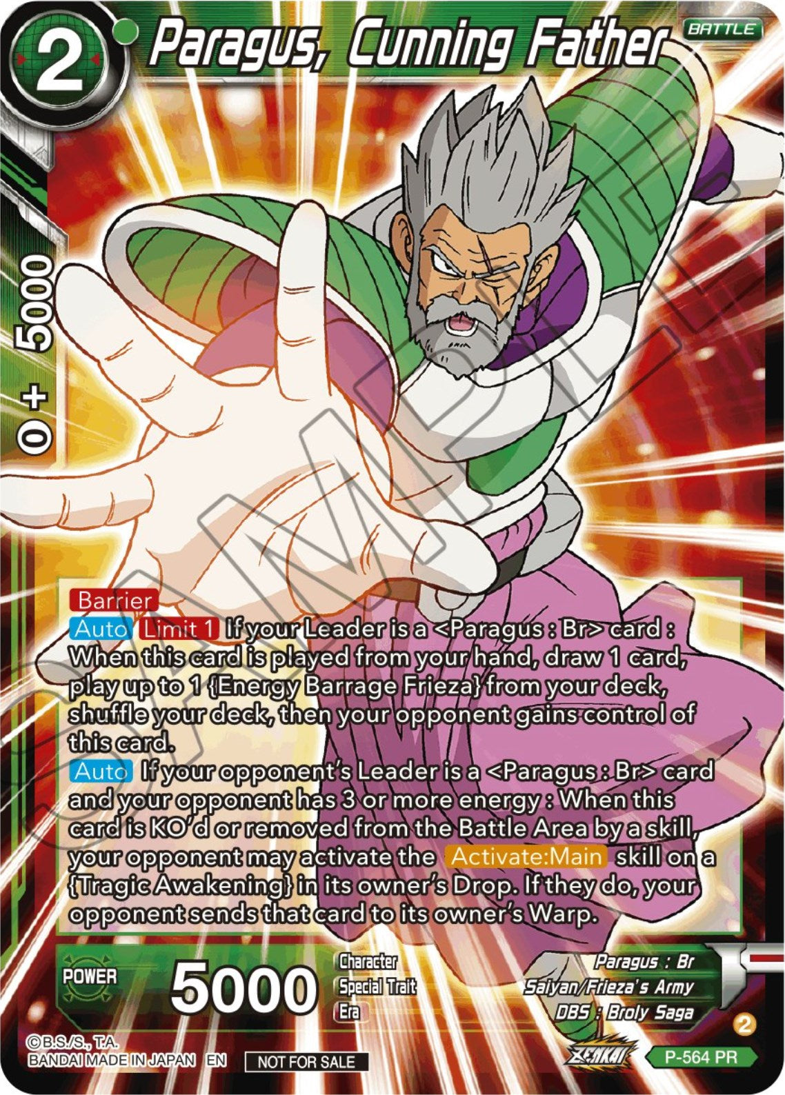 Paragus, Cunning Father (Zenkai Series Tournament Pack Vol.6) (P-564) [Tournament Promotion Cards] | Sanctuary Gaming