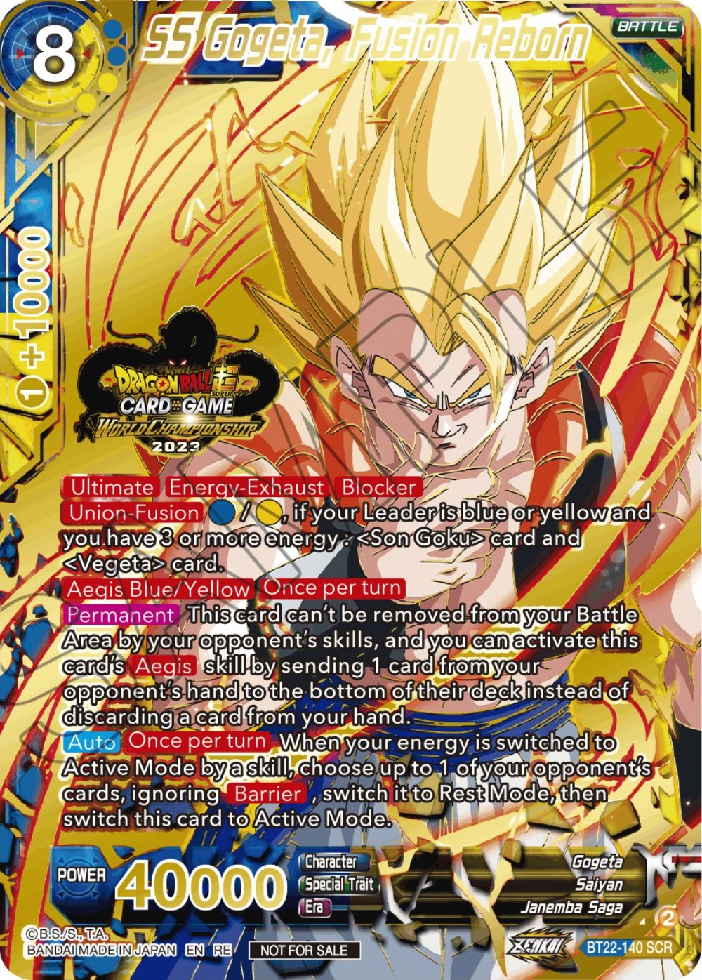 SS Gogeta, Fusion Reborn (2023 World Championship Stamp) (BT22-140) [Tournament Promotion Cards] | Sanctuary Gaming