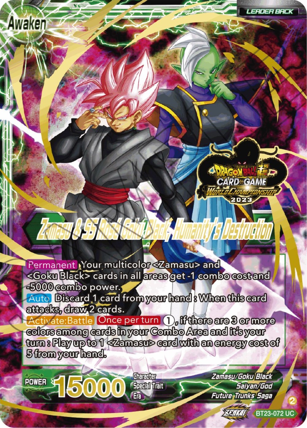 Zamasu & Goku Black // Zamasu & SS Rose Goku Black, Humanity's Destruction (2023 Worlds ZENKAI 06 Leader Set) (BT23-072) [Tournament Promotion Cards] | Sanctuary Gaming