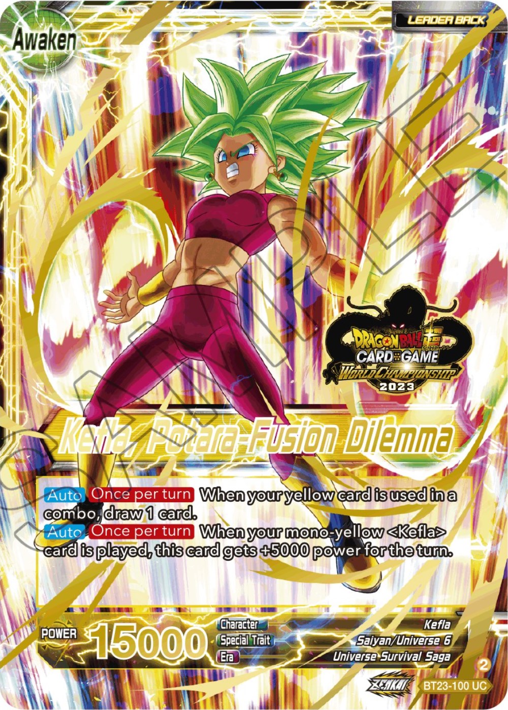 Kale & Caulifla // Kefla, Potara-Fusion Dilemma (2023 Worlds ZENKAI 06 Leader Set) (BT23-100) [Tournament Promotion Cards] | Sanctuary Gaming