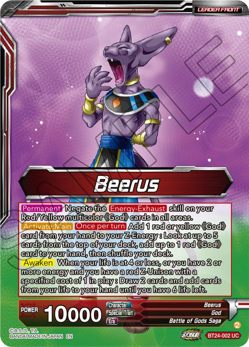 Beerus // Beerus, Pursuing the Power of the Gods (BT24-002) [Beyond Generations] | Sanctuary Gaming