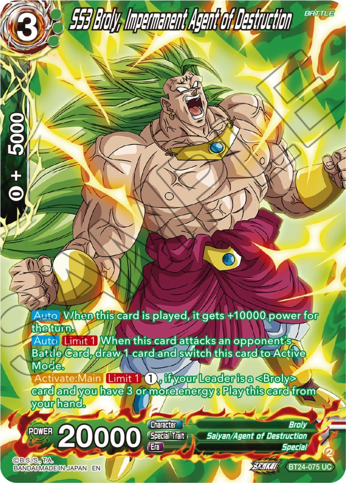 SS3 Broly, Impermanent Agent of Destruction (Collector Booster) (BT24-075) [Beyond Generations] | Sanctuary Gaming