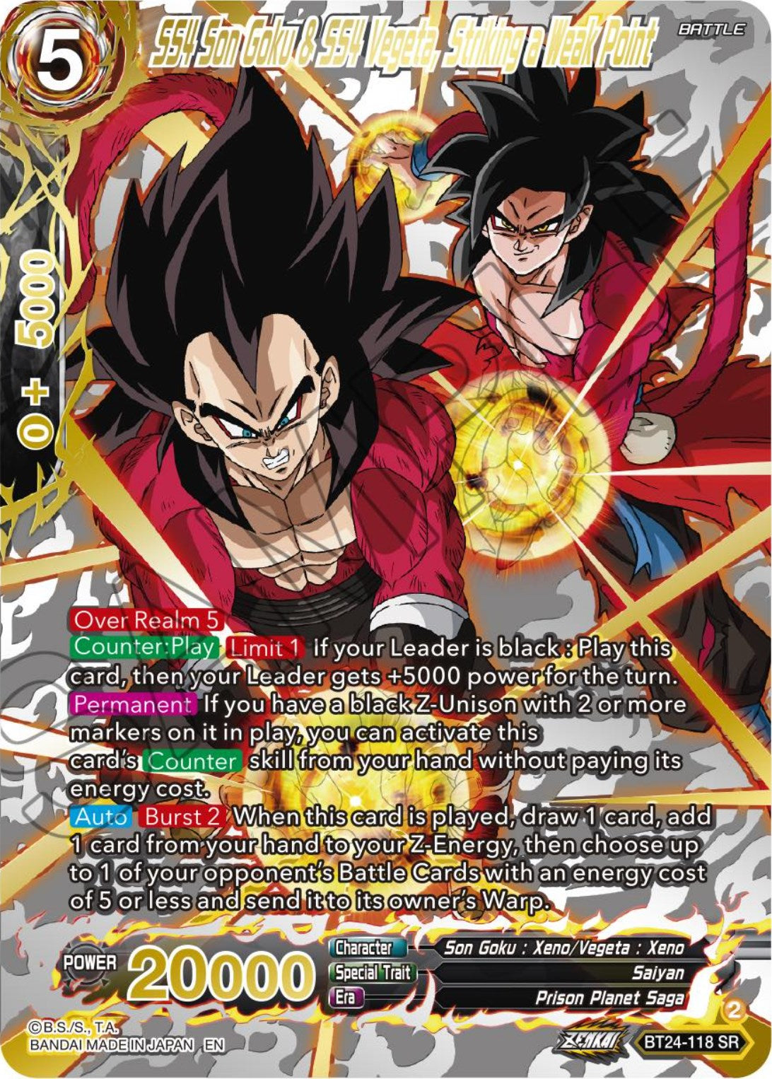 SS4 Son Goku & SS4 Vegeta, Striking a Weak Point (Collector Booster) (BT24-118) [Beyond Generations] | Sanctuary Gaming