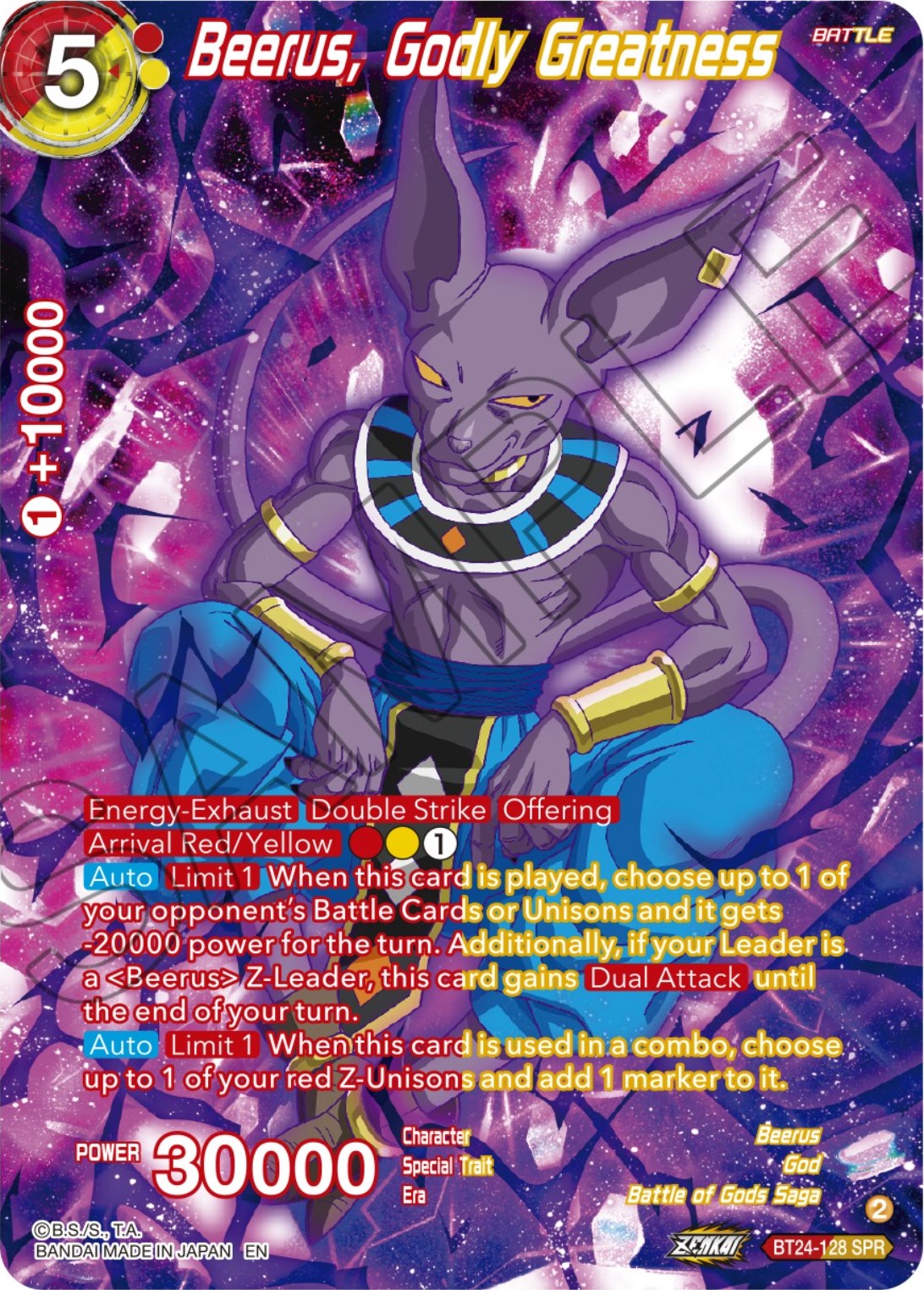 Beerus, Godly Greatness (SPR) (BT24-128) [Beyond Generations] | Sanctuary Gaming