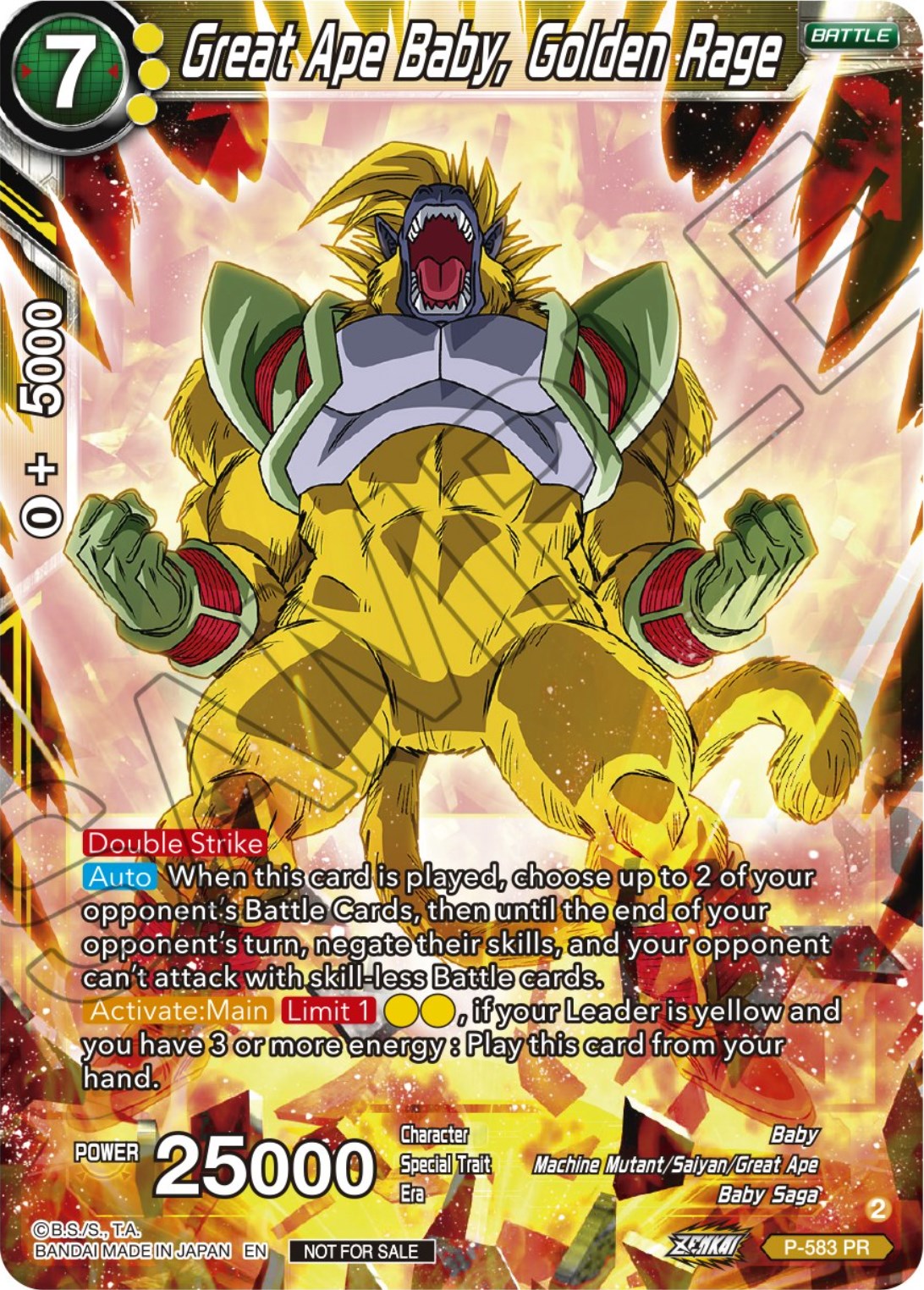 Great Ape Baby, Golden Rage (Zenkai Series Tournament Pack Vol.7) (P-583) [Tournament Promotion Cards] | Sanctuary Gaming