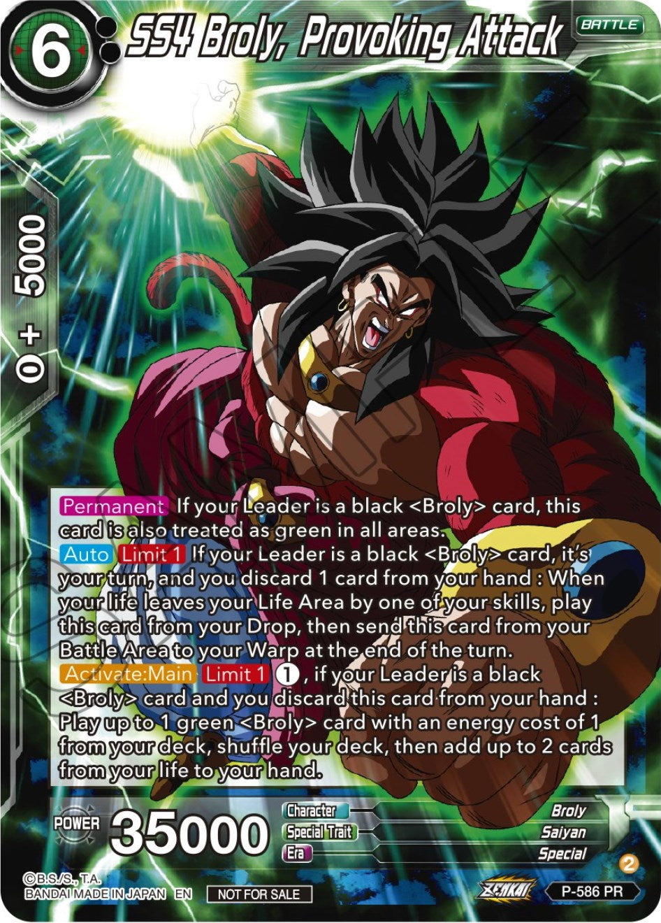 SS4 Broly, Provoking Attack (Zenkai Series Tournament Pack Vol.7) (P-586) [Tournament Promotion Cards] | Sanctuary Gaming