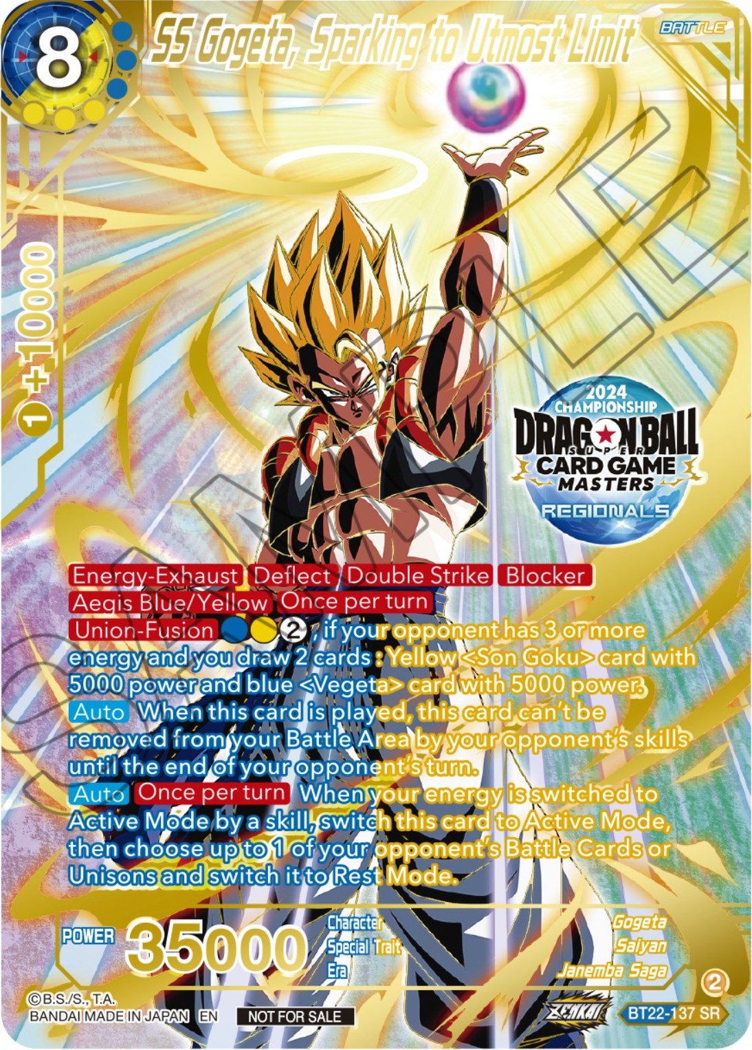SS Gogeta, Sparking to Utmost Limit (2024 Championship Regionals Top 16) (BT22-137) [Tournament Promotion Cards] | Sanctuary Gaming