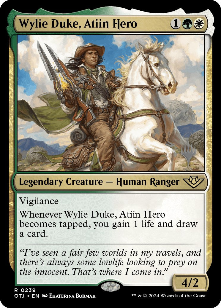 Wylie Duke, Atiin Hero (Promo Pack) [Outlaws of Thunder Junction Promos] | Sanctuary Gaming