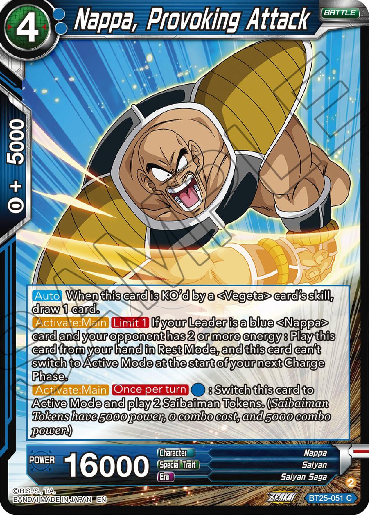 Nappa, Provoking Attack (BT25-051) [Legend of the Dragon Balls] | Sanctuary Gaming