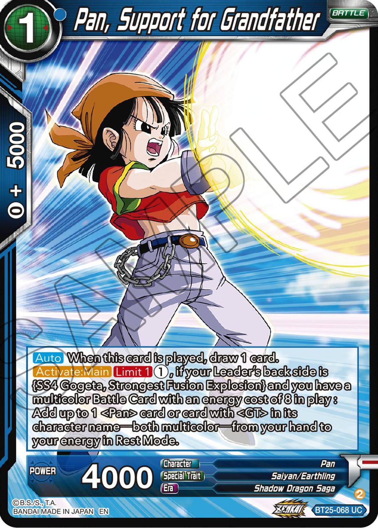 Pan, Support for Grandfather (BT25-068 UC) [Legend of the Dragon Balls] | Sanctuary Gaming