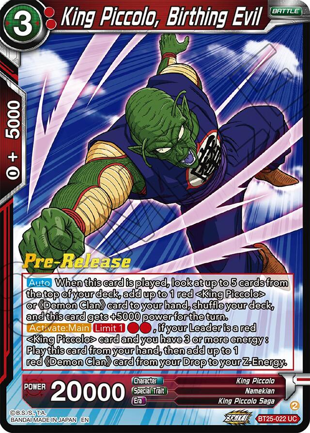King Piccolo, Birthing Evil (BT25-022) [Legend of the Dragon Balls Prerelease Promos] | Sanctuary Gaming