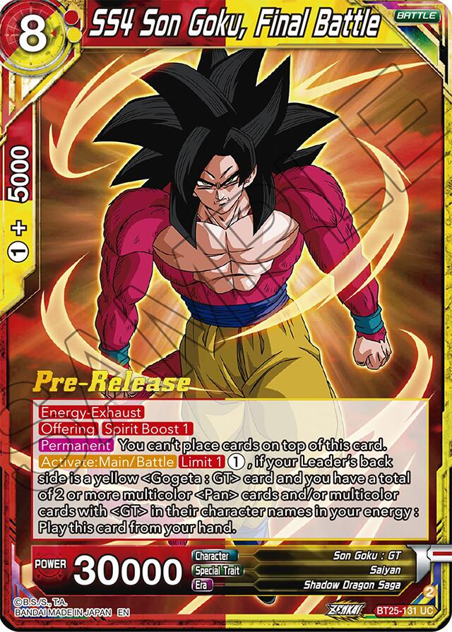 SS4 Son Goku, Final Battle (BT25-131) [Legend of the Dragon Balls Prerelease Promos] | Sanctuary Gaming