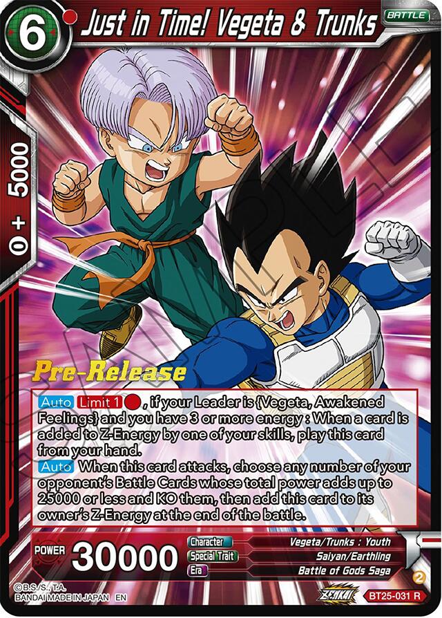 Just in Time! Vegeta & Trunks (BT25-031) [Legend of the Dragon Balls Prerelease Promos] | Sanctuary Gaming