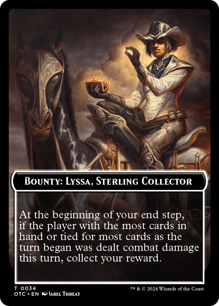 Bounty: Lyssa, Sterling Collector // Bounty Rules Double-Sided Token [Outlaws of Thunder Junction Commander Tokens] | Sanctuary Gaming