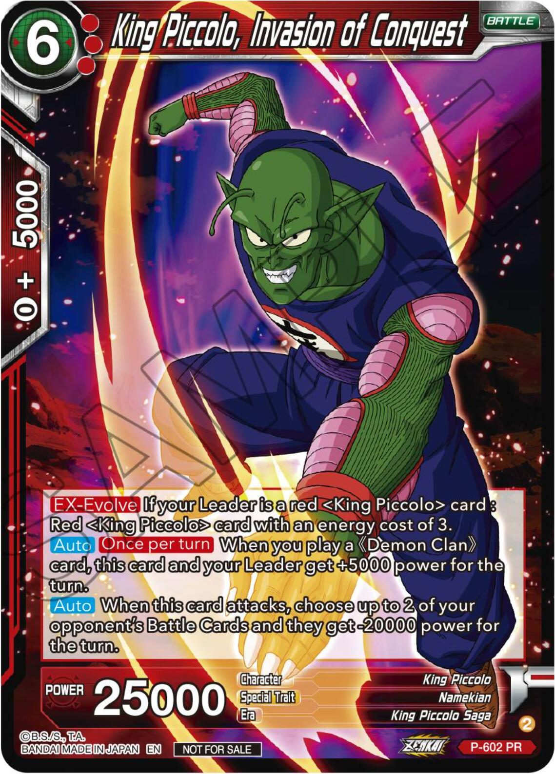 King Piccolo, Invasion of Conquest (Tournament Pack Vol. 8) (P-602) [Promotion Cards] | Sanctuary Gaming