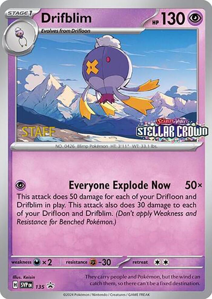 Drifblim (135) (Staff Promo) [Scarlet & Violet: Black Star Promos] | Sanctuary Gaming