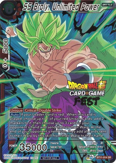 SS Broly, Unlimited Power (Card Game Fest 2022) (BT11-014) [Tournament Promotion Cards] | Sanctuary Gaming