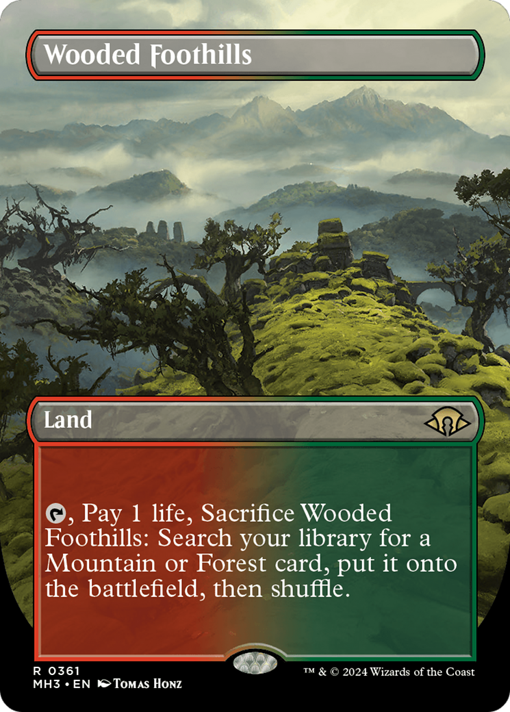 Wooded Foothills (Borderless) [Modern Horizons 3] | Sanctuary Gaming