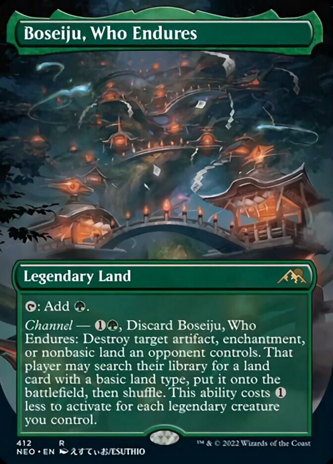 Boseiju, Who Endures (Borderless Alternate Art) [Kamigawa: Neon Dynasty] | Sanctuary Gaming