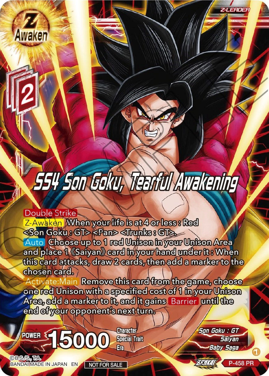 SS4 Son Goku, Tearful Awakening (Z03 Dash Pack) (P-458) [Promotion Cards] | Sanctuary Gaming