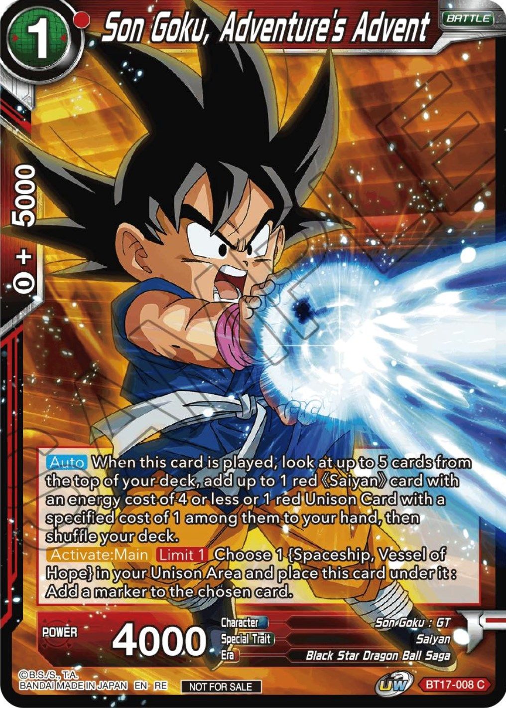 Son Goku, Adventure's Advent (Championship Selection Pack 2023 Vol.1) (BT17-008) [Tournament Promotion Cards] | Sanctuary Gaming